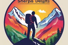 name_sherpa delights its abnout mountaniring create a logo put a name sherpa delights